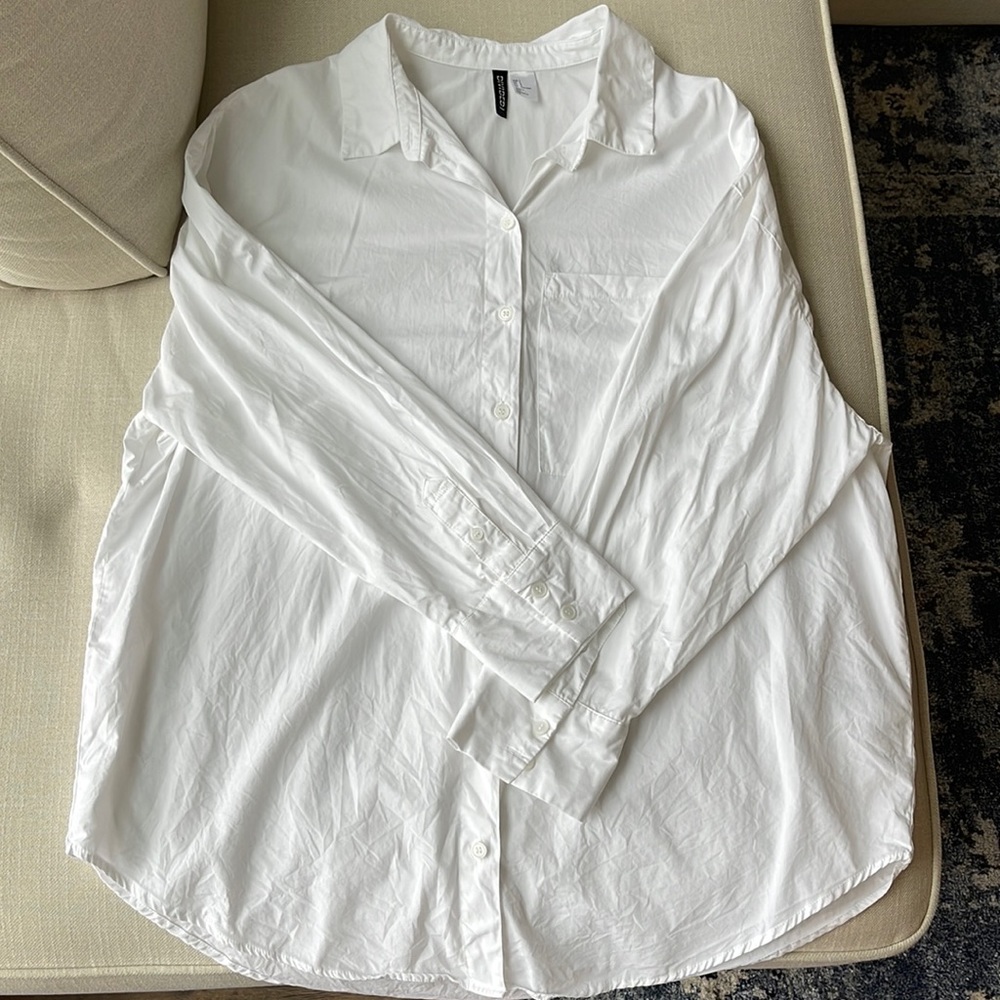 H&M Oversized White Button Down Blouse